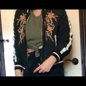 Black and floral bomber jacket!!